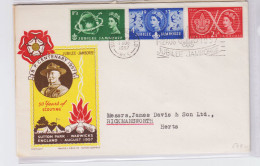 GRAN BRETAGNA 1957 GIUBILEO MONDIALE 3 V. SU BUSTA FDC - 1952-1971 Pre-Decimal Issues