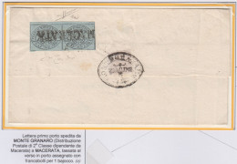 STATO PONTIFICIO 1852 COPPIA (1/2) MEZZO BAJ. DA MONTEGRANARO N.1a SU BUSTA CERT - Etats Pontificaux