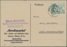 Berlin: 1948/1989, Bestand Von Ca. 55 Belegen Ab Schwarzaufdruck, Dabei Auch Luf - Briefe U. Dokumente