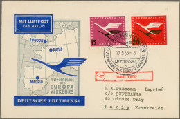 Bundesrepublik Deutschland: 1955/1957, 9 Eröffnungflugbriefe Der Lufthansa Und 7 - Collezioni