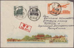 China (PRC): 1951/1957, Illustrated Air Mail Covers Peking-East Germany (7, Plus - Other & Unclassified