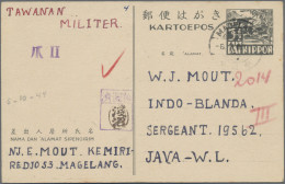 Japanese Occupation WWII: 1942/1944, 3½ C. Stationery Cards (12) Used To POW Cam - Indonesië