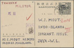 Japanese Occupation WWII: 1942/1944, 3½ C. Stationery Cards (12) Used To POW Cam - Indonesia