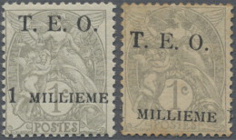 Syria: 1919, T.E.O. Overprints On France, 1m. On 1c. Grey, Two Stamps: (1) Mint - Siria