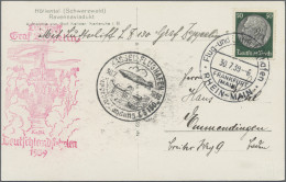 Air Mail - Germany: 1925/1955, Kleines Lot Von 4 Karten Und Zwei Briefen, Dabei - Poste Aérienne & Zeppelin