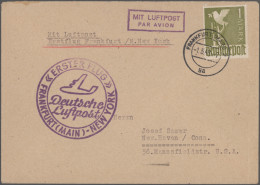 Air Mail - Germany: 1948/1951, Posten Mit über 50 Belegen Mit Den Ersten Nachkri - Airmail & Zeppelin