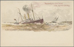 Belgium - Postal Stationery: 1900, Steamer Pictorial Card: Leopold 10c. Red-brow - Other & Unclassified