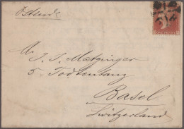 Great Britain: 1855/1875, Lot Of Four Covers, E.g. 1873 Cover To Melbourne Beari - Lettres & Documents