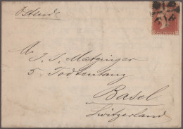 Great Britain: 1855/1875, Lot Of Four Covers, E.g. 1873 Cover To Melbourne Beari - Covers & Documents