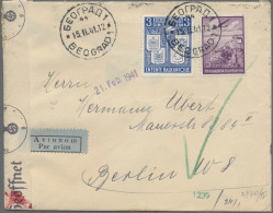 Yugoslavia: 1940/1941, Family Correspondence To Berlin, Assortment Of 26 Uprated - Lettres & Documents