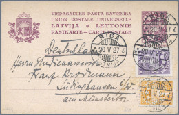 Latvia - Postal Stationery: 1923/1935, Lot Of Twelve Commercially Used Stationer - Lettland