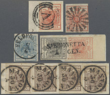 Österreich - Lombardei Und Venetien: 1850/1858, Interessante Partie Mit 12 Marke - Lombardije-Venetië