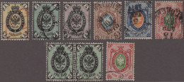 Russia: 1858/1920 (approx.), Accumulation Of About 200 Stamps On Index Cards, Be - Gebruikt