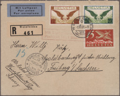Schweiz: 1925/1940: Sieben Flug-/Luftpost-Briefe Mit Meist Guten Frankaturen, Au - Verzamelingen