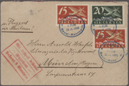 Schweiz: 1925-1957: 12 Luftpostbelege Ab Flugpost Basel-Mannheim 1925, Mit Zeppe - Lotes/Colecciones