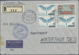 Schweiz: 1937/1940, Kleines Lot Von 6 Flugpostbriefen, Dabei Einschreiben Und So - Sammlungen