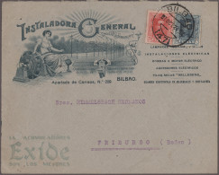 Spain: 1915/1939, Lot Of Nine Covers/cards, Incl. WWI Censored Mail, Civil War C - Other & Unclassified