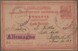 Turkey: 1886/1919 Ca.: 25 Covers, Postcards And Postal Stationery Items, Sent Fr - Lettres & Documents