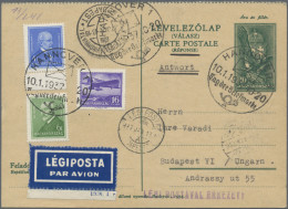 Hungary - Postal Stationary: 1936/1939, Assortment Of 15 Uprated Cards 10f. Gree - Enteros Postales