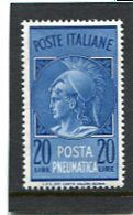 ITALY/ITALIA - 1966  20 L  POSTA PNEUMATICA  MINT NH - Eilpost/Rohrpost