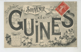 GUINES - Jolie Carte Fantaisie Fleurs Et Vues Multiples "Souvenir De GUINES " - Guines