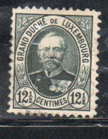 LUXEMBOURG LUSSEMBURGO 1891 1893 GRAND DUKE ADOLPHE CENT. 12 1/2c USED USATO OBLITERE' - 1891 Adolphe De Face