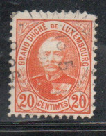 LUXEMBOURG LUSSEMBURGO 1891 1893 GRAND DUKE ADOLPHE CENT. 20c USED USATO OBLITERE' - 1891 Adolphe De Face