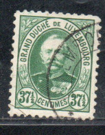 LUXEMBOURG LUSSEMBURGO 1891 1893 GRAND DUKE ADOLPHE CENT. 37 1/2c USED USATO OBLITERE' - 1891 Adolphe Frontansicht