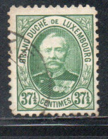 LUXEMBOURG LUSSEMBURGO 1891 1893 GRAND DUKE ADOLPHE CENT. 37 1/2c USED USATO OBLITERE' - 1891 Adolfo Di Fronte
