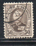LUXEMBOURG LUSSEMBURGO 1891 1893 GRAND DUKE ADOLPHE CENT. 50c USED USATO OBLITERE' - 1891 Adolphe Front Side