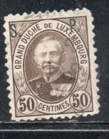 LUXEMBOURG LUSSEMBURGO 1891 1893 GRAND DUKE ADOLPHE CENT. 50c USED USATO OBLITERE' - 1891 Adolfo Di Fronte