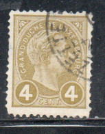 LUXEMBOURG LUSSEMBURGO 1895 GRAND DUKE ADOLPHE CENT. 4c USED USATO OBLITERE' - 1895 Adolphe Rechterzijde