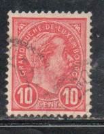 LUXEMBOURG LUSSEMBURGO 1895 GRAND DUKE ADOLPHE CENT. 10c USED USATO OBLITERE' - 1895 Adolphe Rechterzijde