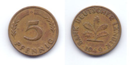 Germany 5 Pfennig 1949 G Bank Deutscher Lander - 5 Pfennig