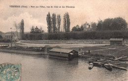 Verberie - Port Sur L'oise , Vue Du Chât Et Des Plâtrières - Péniche - Batellerie - Verberie