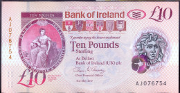 Northern Ireland 10 Pounds 2017 XF+ P- W91 < Bank Of Ireland > - 10 Ponden