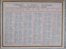 Petit Calendrier De Poche 1924 Librairie  Papeterie  Rue De La République Rouen Seine Maritime - Tamaño Pequeño : 1921-40