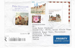 GERMANY  TO INDIA- REGISTERED POST USED COVER- With FOUR Cancelled Stamps - Briefomslagen - Gebruikt