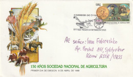 Chili 1989, FDC Send To Syktyvkar Russia, 150 Years Of The National Agricultural Society. - Chili