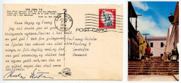 United States 1966 Postcard - San Juan, Puerto Rico - Step Street; To Denmark; Scott 1044A 11c. Liberty - Puerto Rico