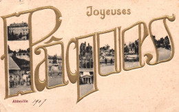 Abbeville - Joyeuses Pâques - Souvenir De La Ville - Cpa Gaufrée Embossed - Abbeville