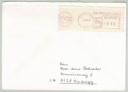 USA 1991, Brief Freistempel / EMA / Meterstamp Ashford - Hinteregg (Schweiz), Vulkan Mount Rainier / Volcan / Volcano - Vulkane