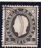 Macau, Macao, D. Luis I Fita Direita, 5 R. Preto, 1887, Mundifil Nº 32 Used - Used Stamps