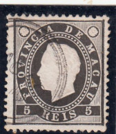 Macau, Macao, D. Luis I Fita Direita, 5 R. Preto, 1887, Mundifil Nº 32 Used - Usados