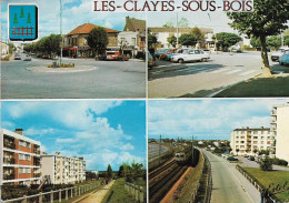 78. LES CLAYES SOUS BOIS. 4 VUES . VOITURES, TUBE, TRAIN, ARMOIRIES. 1976. - Les Clayes Sous Bois