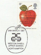 1987 APPLE - ISAAC NEWTON  Westen Favell SCHOOL Northampton Event Cover GB Stamps Astronomy Fruit - Astronomie