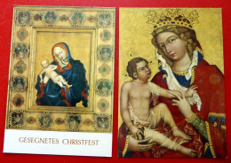 2 X Nationalgalerie Prag - Madonna - Böhmischer Meister - Kirche - Segenswünsche Weihnachten - Gemälde, Glasmalereien & Statuen