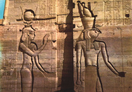 EGYPT, ASSWAN, BEAUTIFUL RELIEFS OF ISIS TEMPLE AT PHILAE, SCULPTURES - Assouan