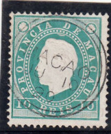 Macau, Macao, D. Luis I Fita Direita, 10 R. Verde D13 1/2, 1887, Mundifil Nº 33 Used - Oblitérés