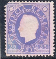 Macau, Macao, D. Luis I Fita Direita, 25 R. Violeta D12 3/4, 1887, Mundifil Nº 35 MNGAI - Usati